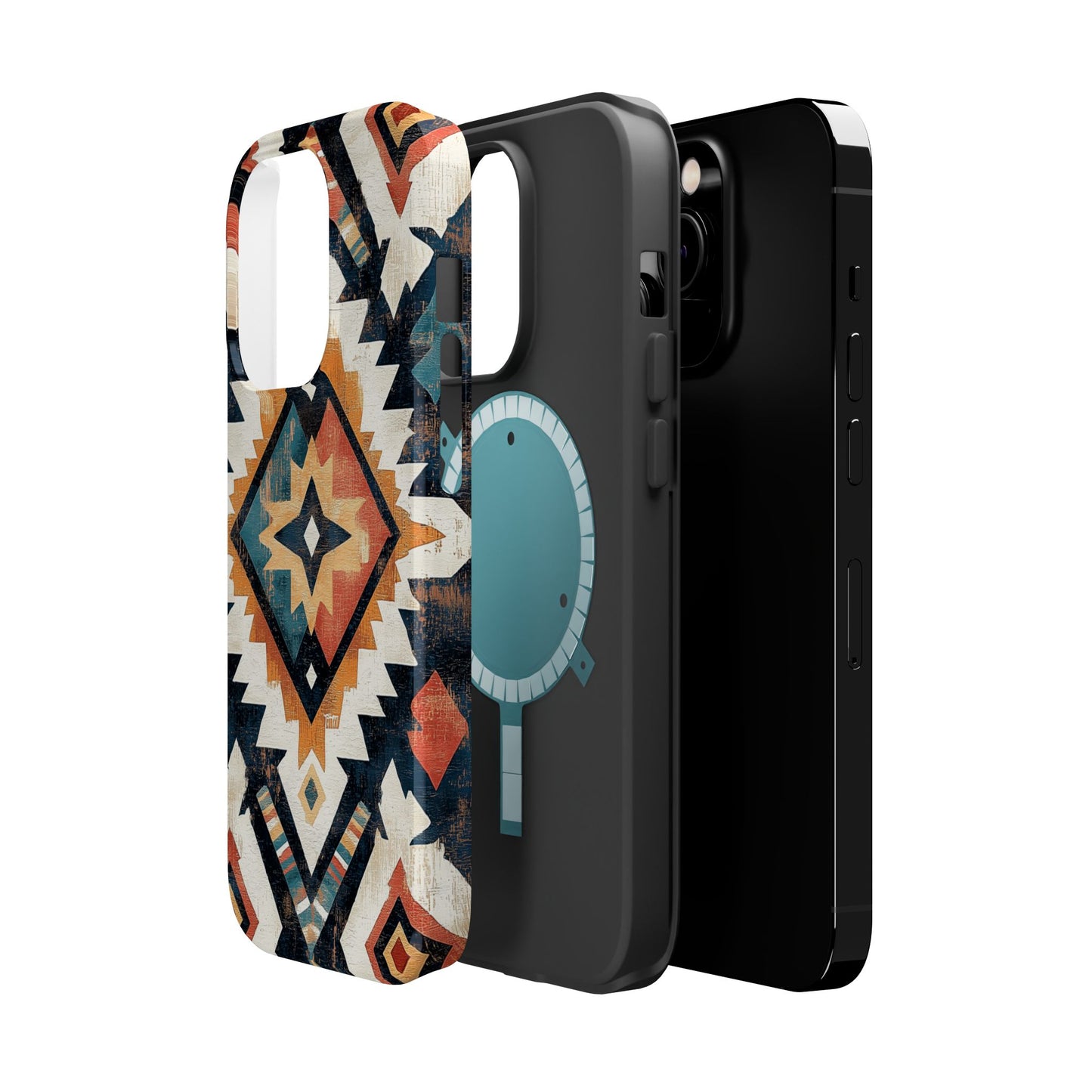 Vintage Southwestern Diamond Tough MagSafe iPhone Case – Rustic Tribal Design, Dual-Layer Protection