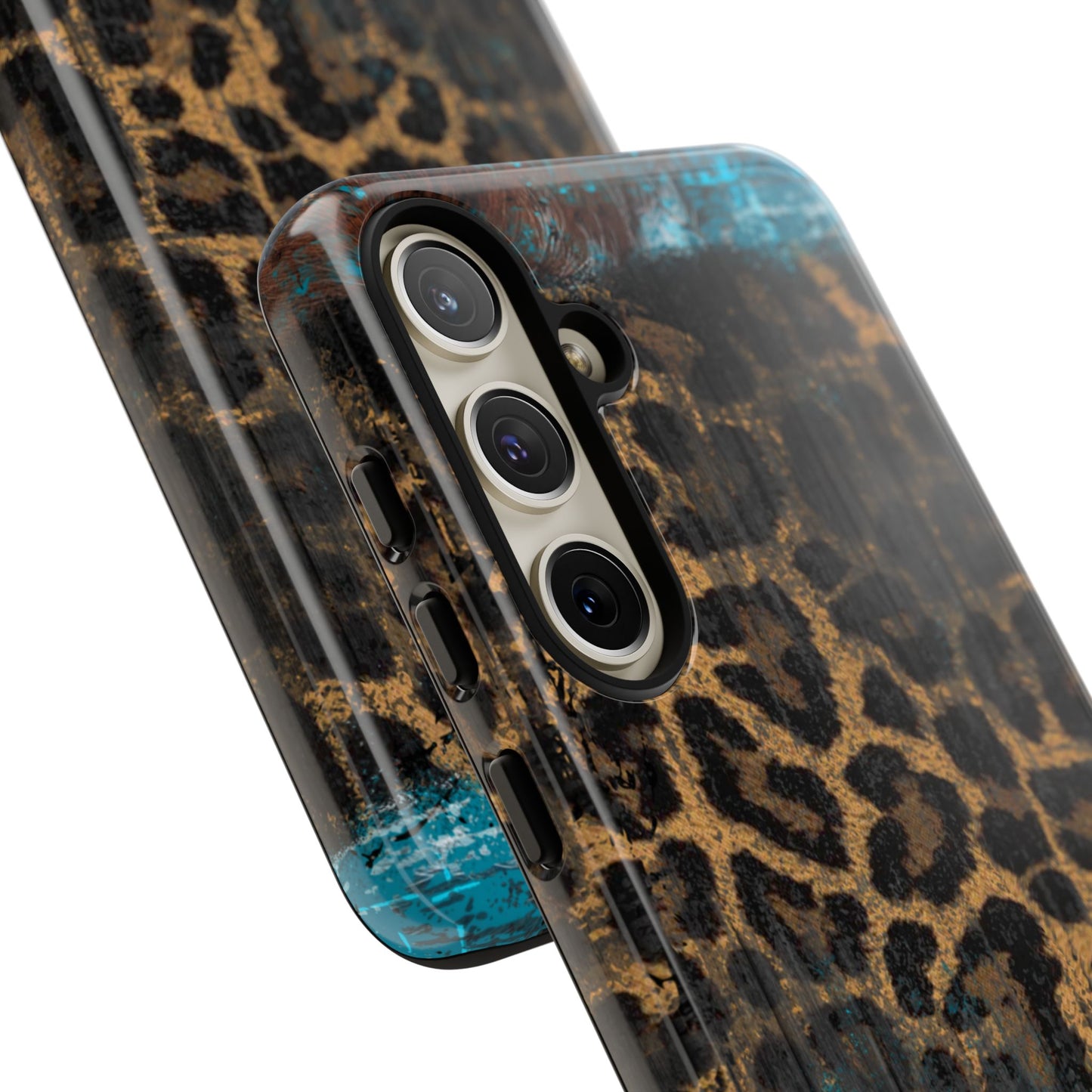 Boho Leopard and Turquoise Tough Samsung Galaxy Case – Rustic Western Design with Dual-Layer Protection