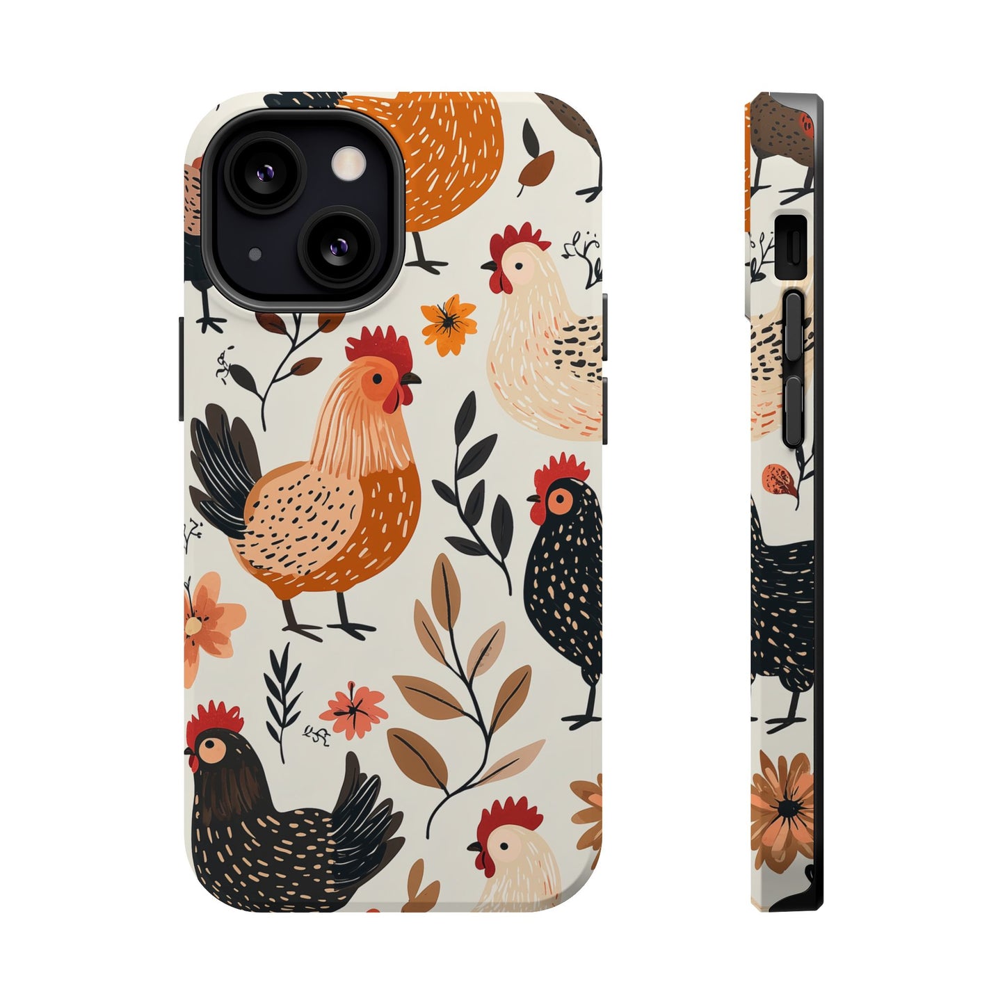 MagSafe iPhone Case: Cluckin' Vintage – Chickens & Leaves