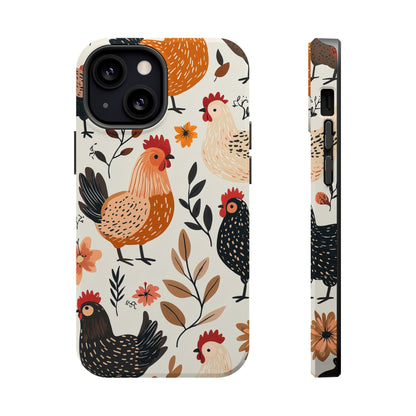 MagSafe iPhone Case: Cluckin' Vintage – Chickens & Leaves