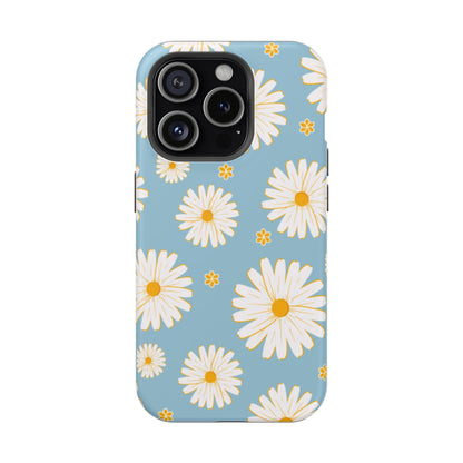 Bright Daisy MagSafe iPhone Case – Light Blue Background, Shockproof and Slim Design