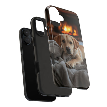 Cozy Golden Retriever by the Fireplace - iPhone Series Case