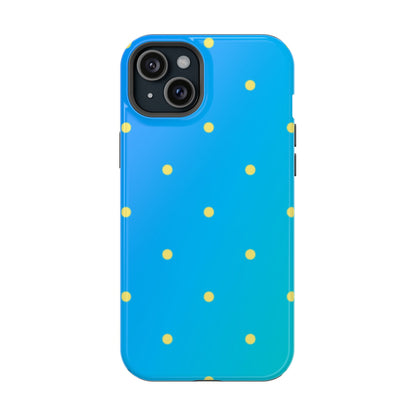 Blue Ocean Gradient Polka Dots MagSafe iPhone Case – Shockproof, Smooth Matte Finish, Dual-Layer Design