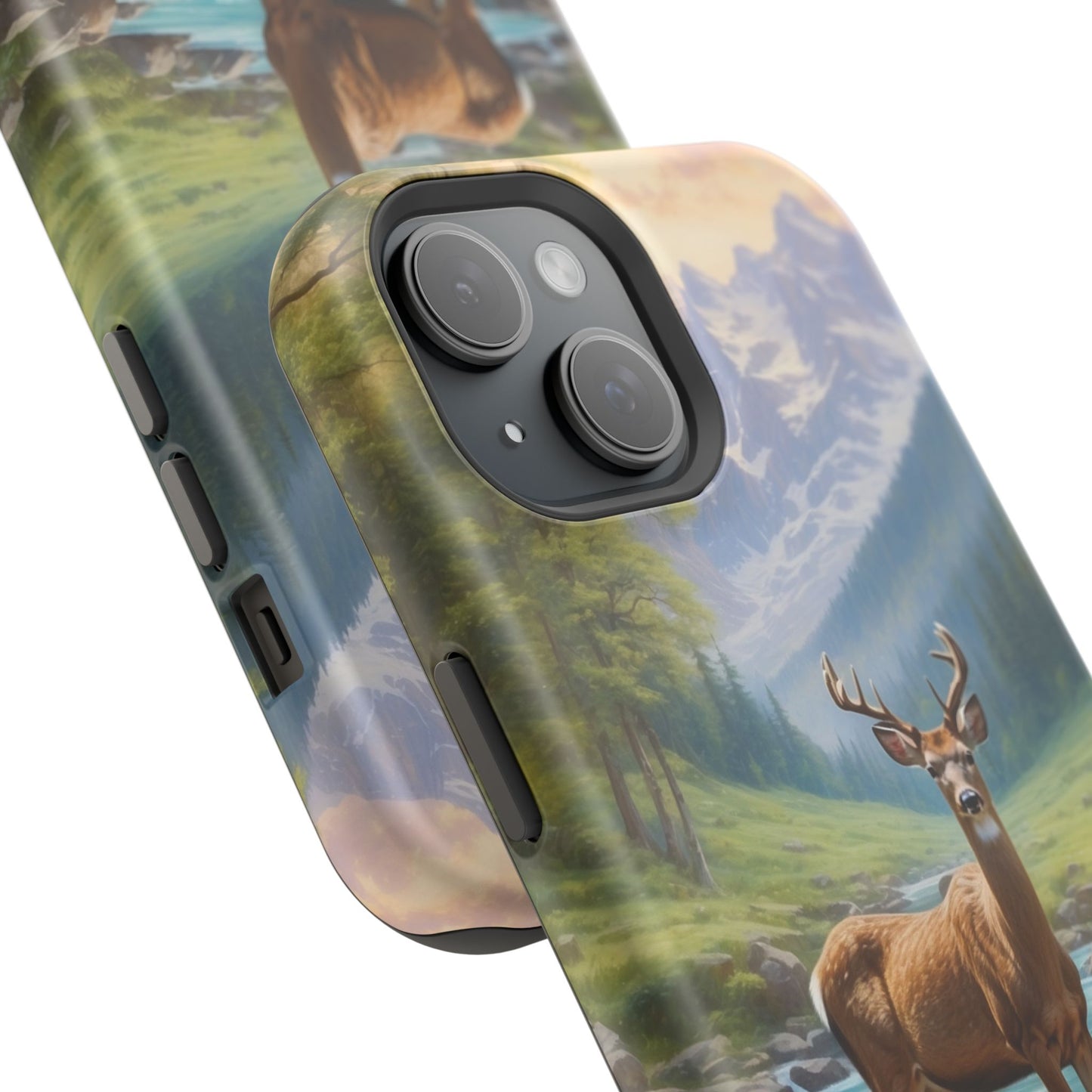 Alpine Serenity – Stag in Mountain Bliss MagSafe iPhone Cases