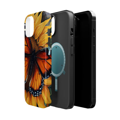 Monarch Butterfly & Sunflower Art – MagSafe iPhone Case