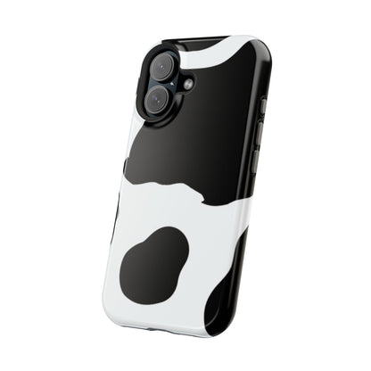 Bold Black and White Cow Print Tough MagSafe iPhone Case – Modern Animal Pattern with Dual-Layer Protection