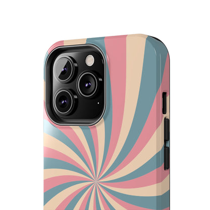 Vintage Pastel Swirl iPhone Case – Dual-Layer Protection with 70s-Inspired Design