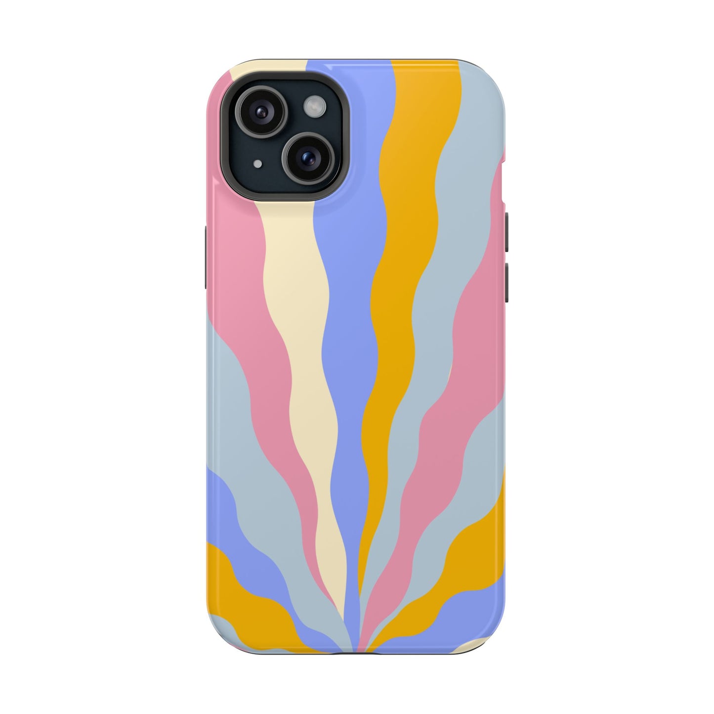 Pastel Radiance MagSafe iPhone Case – 70s-Inspired Dual-Layer Design with Wavy Sunburst Pattern