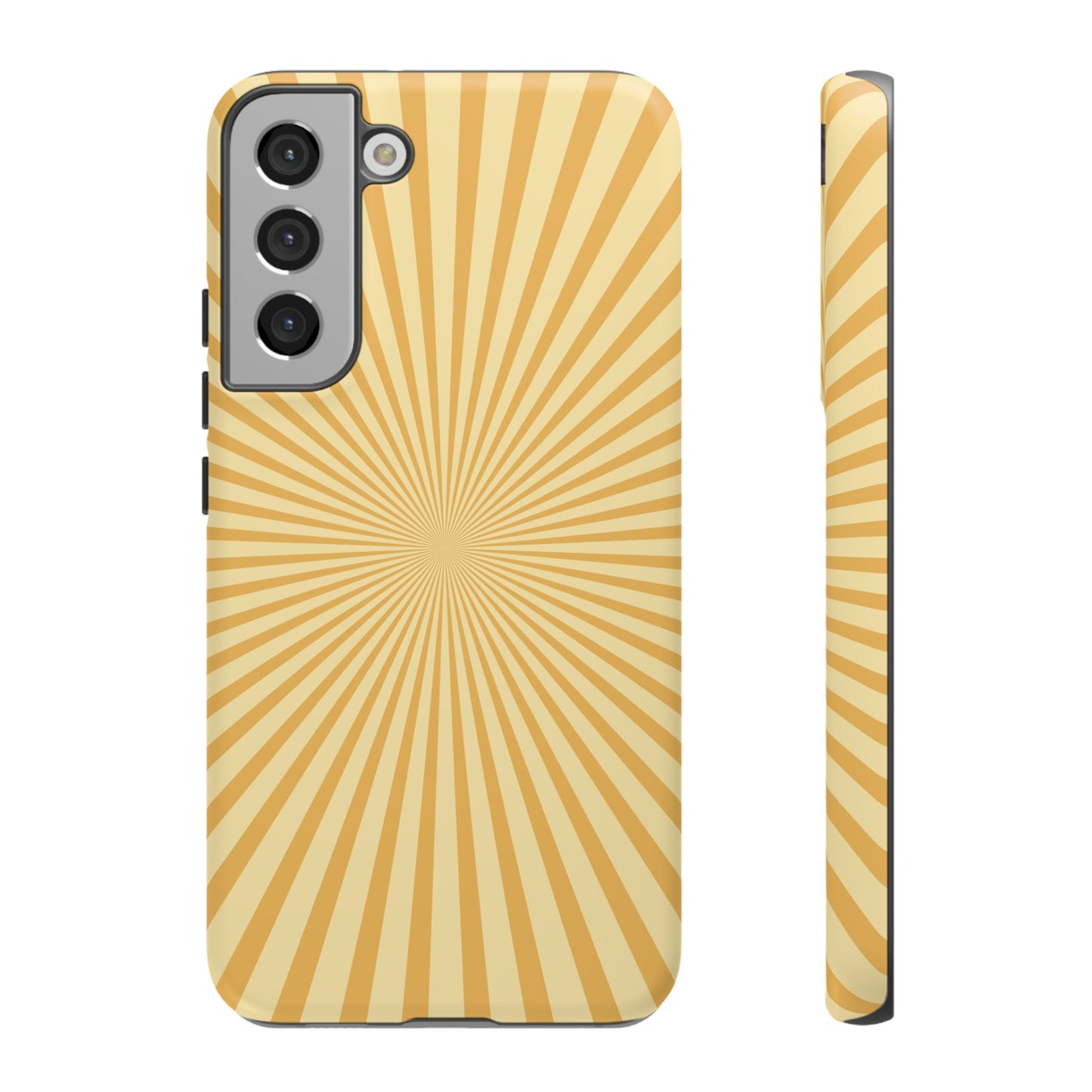 Golden Sunburst Samsung Galaxy Case – Retro Radiant Design with Dual-Layer Protection