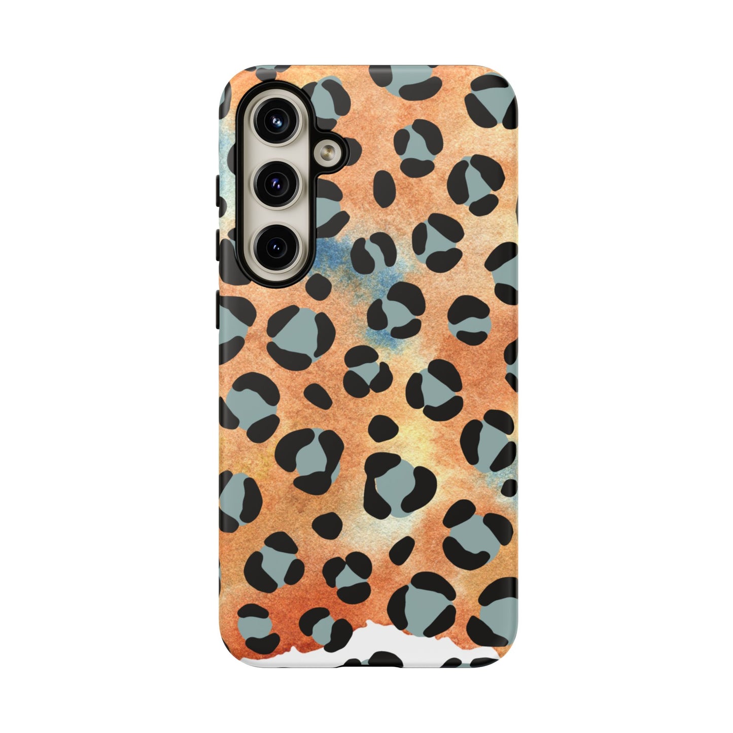 Sunset Watercolor Leopard Print Tough Samsung Galaxy Case – Artistic Animal Pattern with Dual-Layer Protection