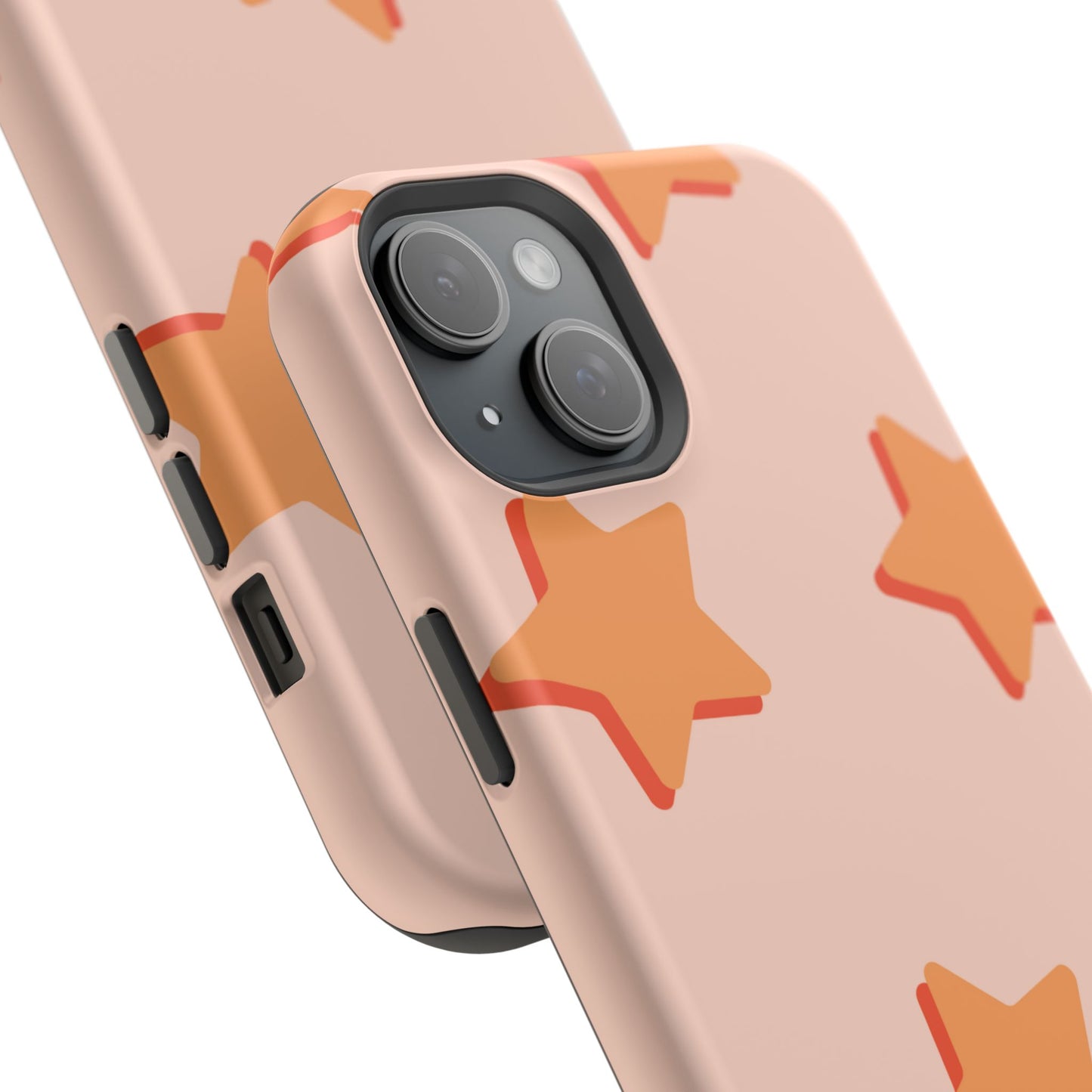 Retro Orange Stars MagSafe iPhone Case – Shock-Resistant, Smooth Matte Finish, Dual-Layer Design