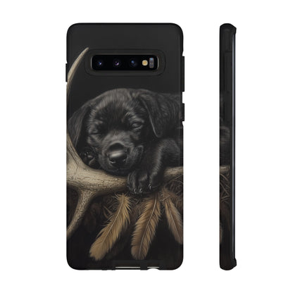 Adorable Black Labrador Puppy on Feathers Samsung Galaxy Case