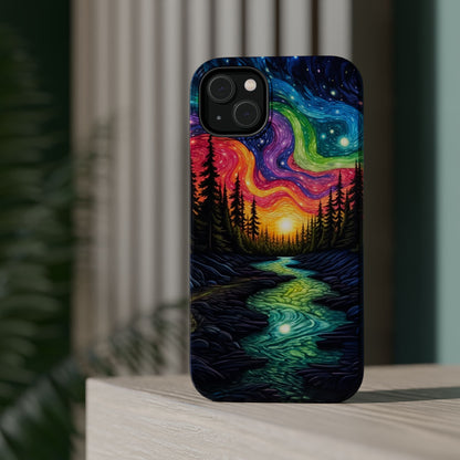 Celestial Nightscape MagSafe iPhone Case – Vibrant River and Starry Sky Design