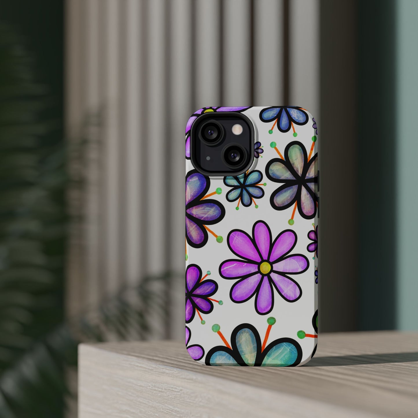 Whimsical Lavender Floral MagSafe iPhone Case – Ultra-Slim, High-Gloss Finish