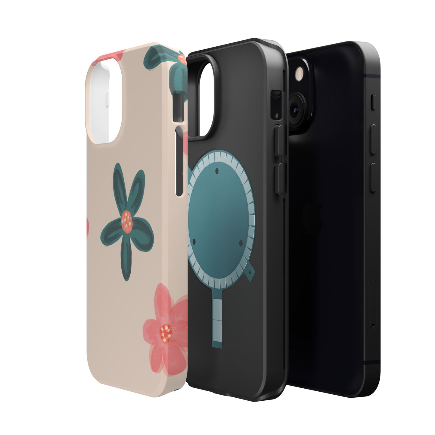 Vintage Floral Tough MagSafe iPhone Case – Soft Matte Finish with Dual-Layer Protection