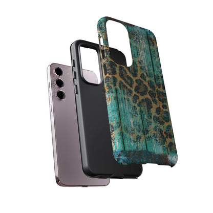 Turquoise Rustic Leopard Wood - Samsung Galaxy Series Case