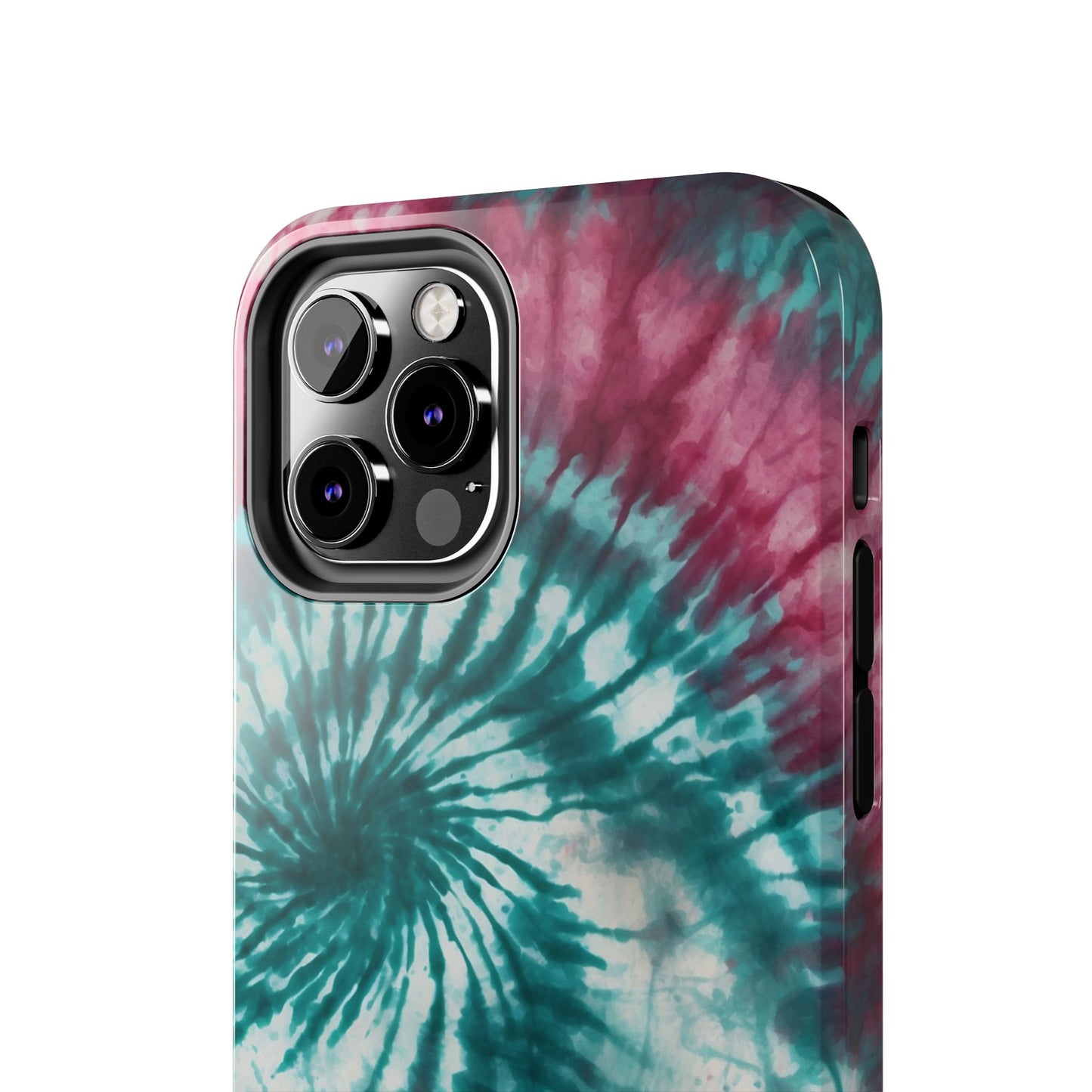 Pink and Teal Tie-Dye iPhone Case – Retro Spiral Design