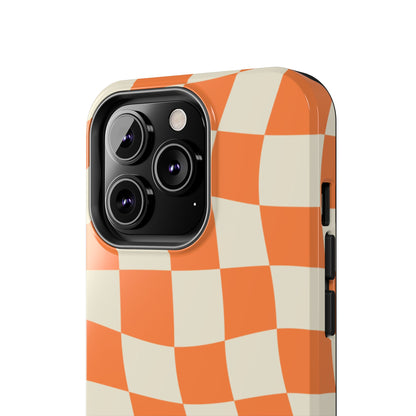 Wavy Retro Checkerboard iPhone Case – Shockproof, Matte Finish, Dual-Layer Protection