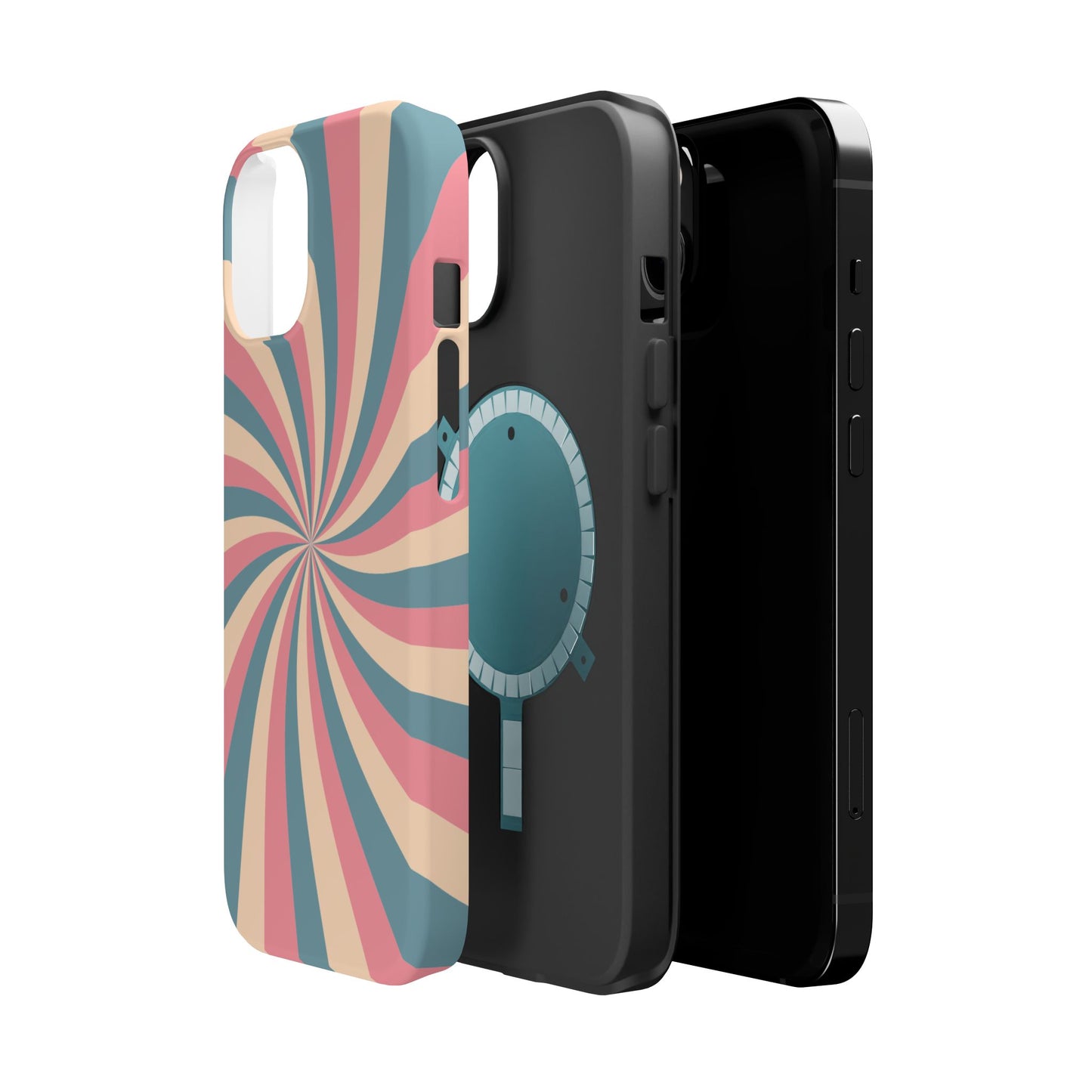 Vintage Pastel Swirl MagSafe iPhone Case – Dual-Layer Protection with 70s-Inspired Design