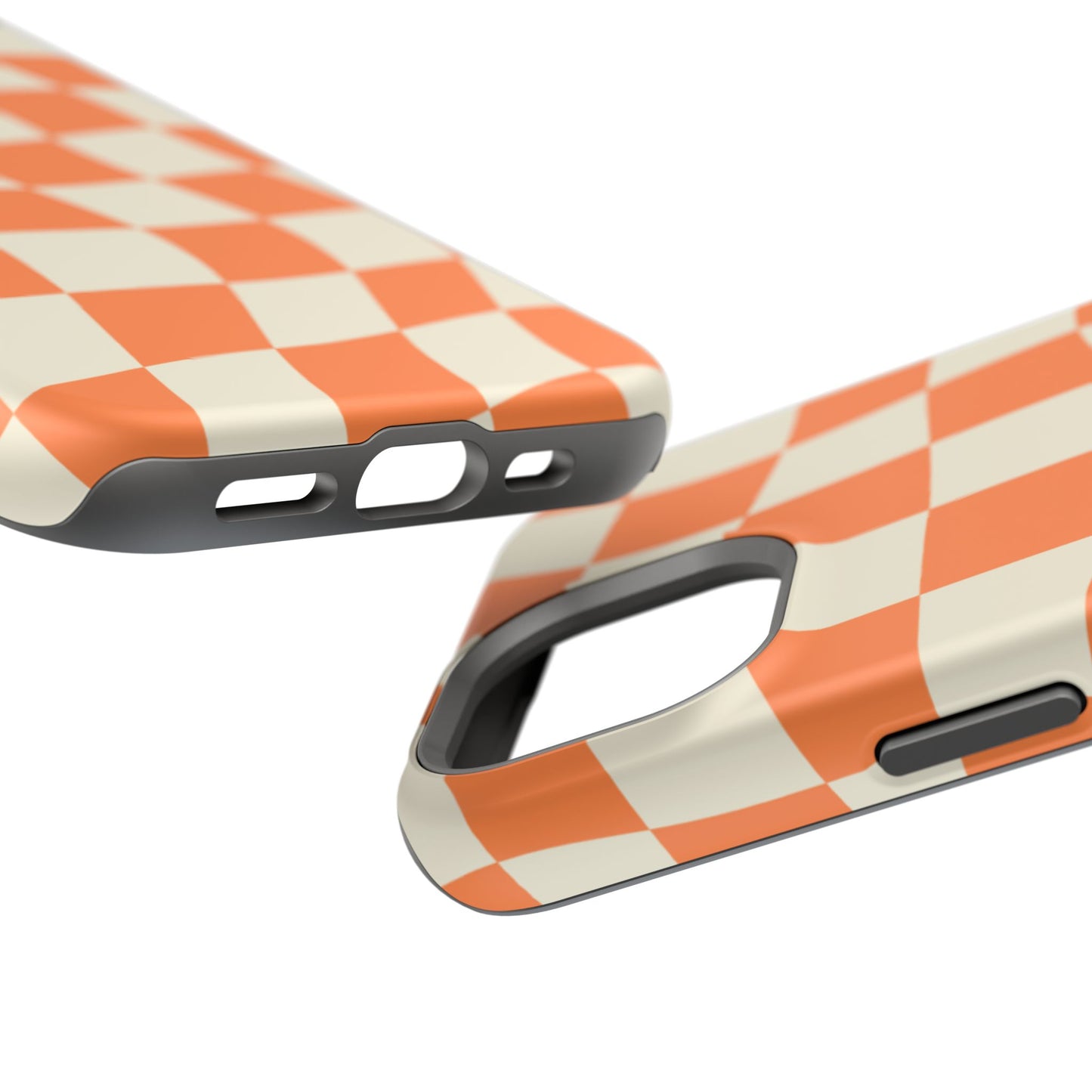 Wavy Retro Checkerboard MagSafe iPhone Case – Shockproof, Matte Finish, Dual-Layer Protection