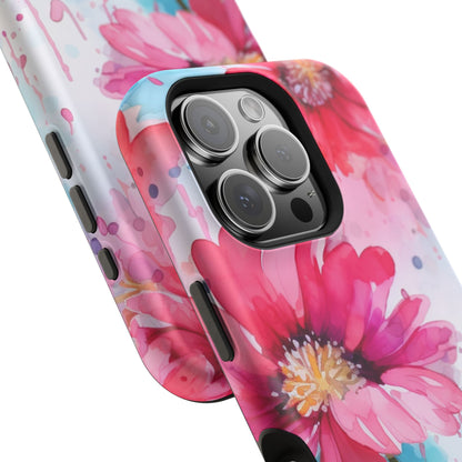 Vibrant Watercolor Red & Pink Floral - MagSafe iPhone Case