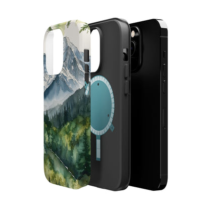 Watercolor Alpine Mountainscape - MagSafe iPhone Case