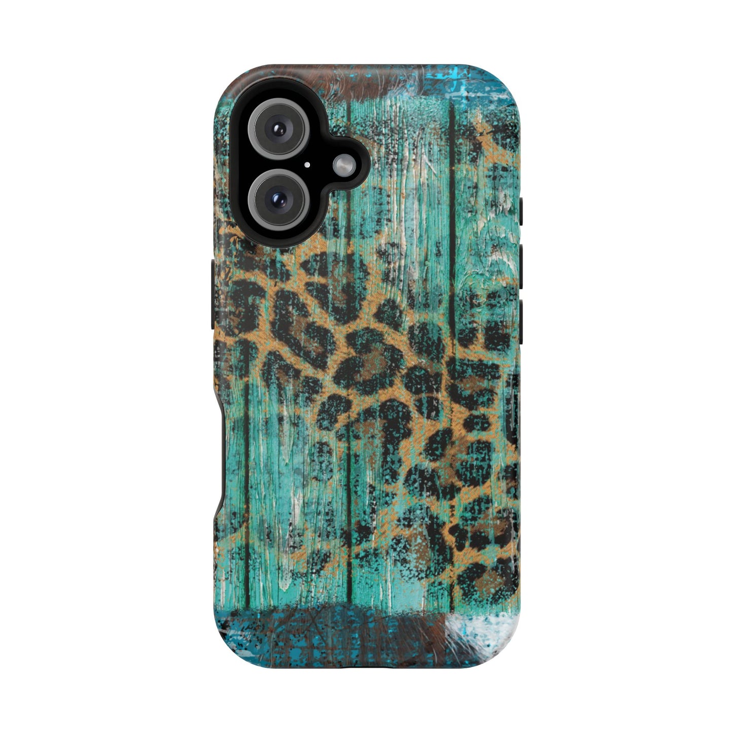 Turquoise Rustic Leopard Wood - MagSafe  iPhone Series Case