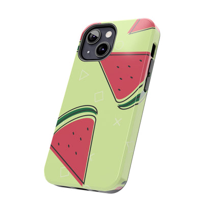 Watermelon Slice iPhone Case – Fresh & Fun Design with Retro Geometric Pattern