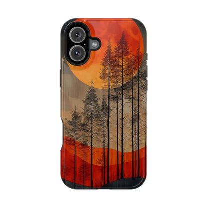 Moody Forest Moonrise MagSafe iPhone Case – Dark Landscape Design, Dual-Layer Protection