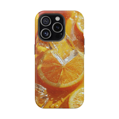 Citrus Orange Splash MagSafe iPhone Case – Dual-Layer Tough Protection, Vibrant Summer Design