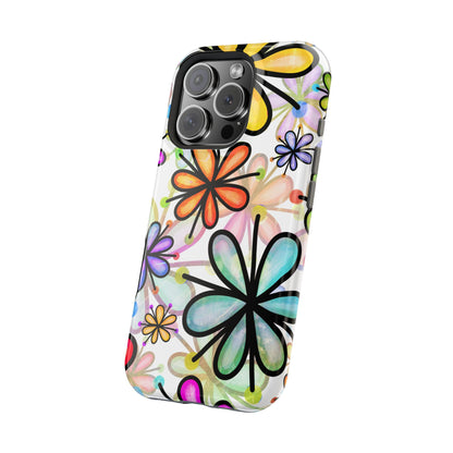 Retro Floral Pop MagSafe iPhone Case – Ultra-Slim Design, High-Gloss Finish