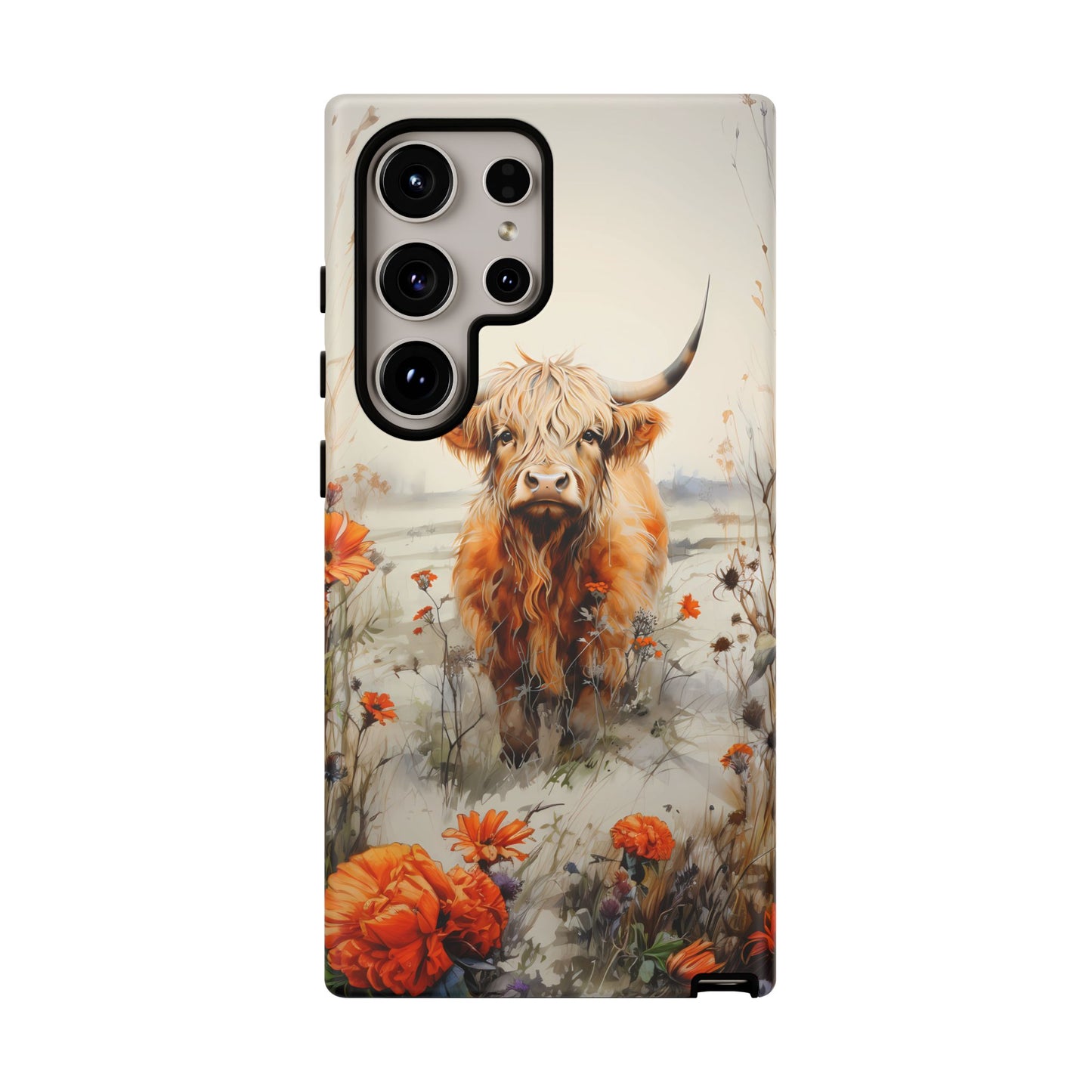 Cutest Highland Cow & Flowers Phone Case!