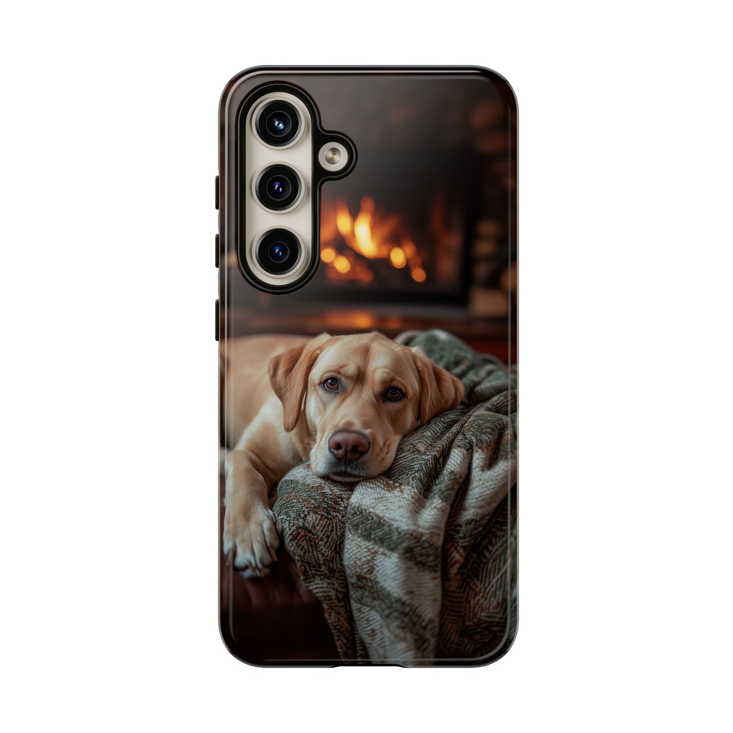 Cozy Labrador by Fireplace Samsung Galaxy Case – Rustic Cabin Protective Cover