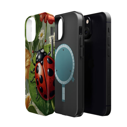 Ladybug Garden MagSafe iPhone Case – Whimsical Floral Design