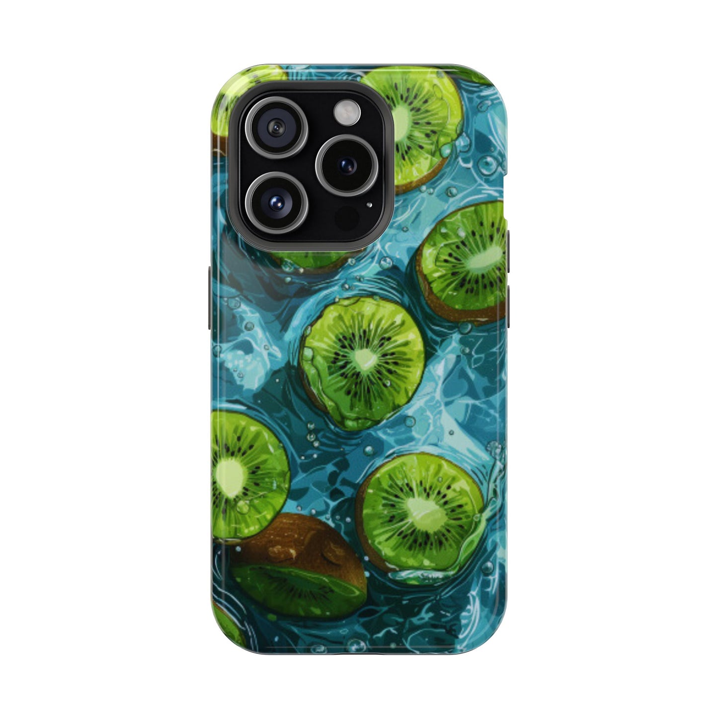 Tropical Kiwi Splash MagSafe iPhone Case – Tough Dual-Layer, Vibrant Summer Design