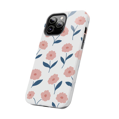 Playful Pink Floral Tough iPhone Case – Soft Pastel Design, Slim & Shockproof