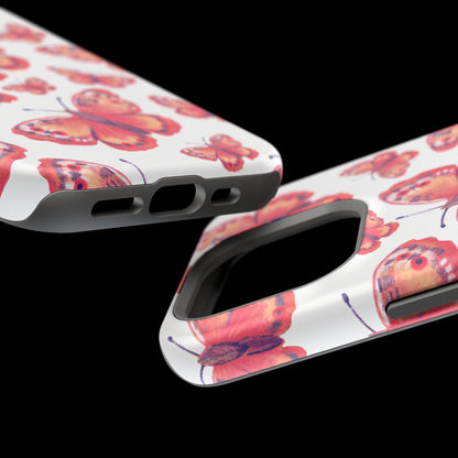 Coral Butterfly MagSafe iPhone Case – Slim, Protective Design with Bold Watercolor Print