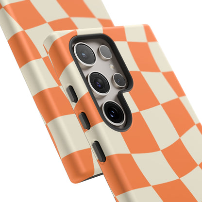 Wavy Retro Checkerboard Samsung Galaxy Case – Shockproof, Matte Finish, Dual-Layer Protection