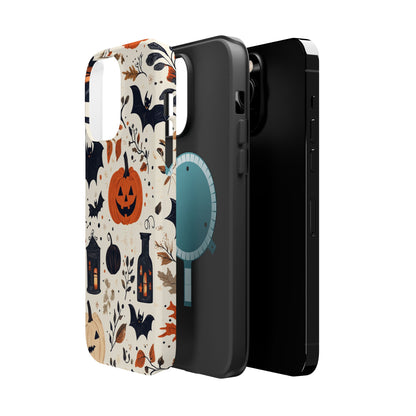 Charming Halloween MagSafe iPhone Case – Pumpkin, Bats, and Spooky Lantern Design