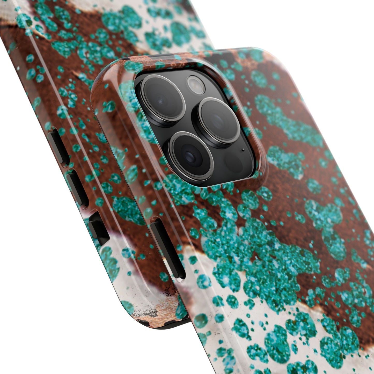 Teal Glitter Cowhide - iPhone Series Case