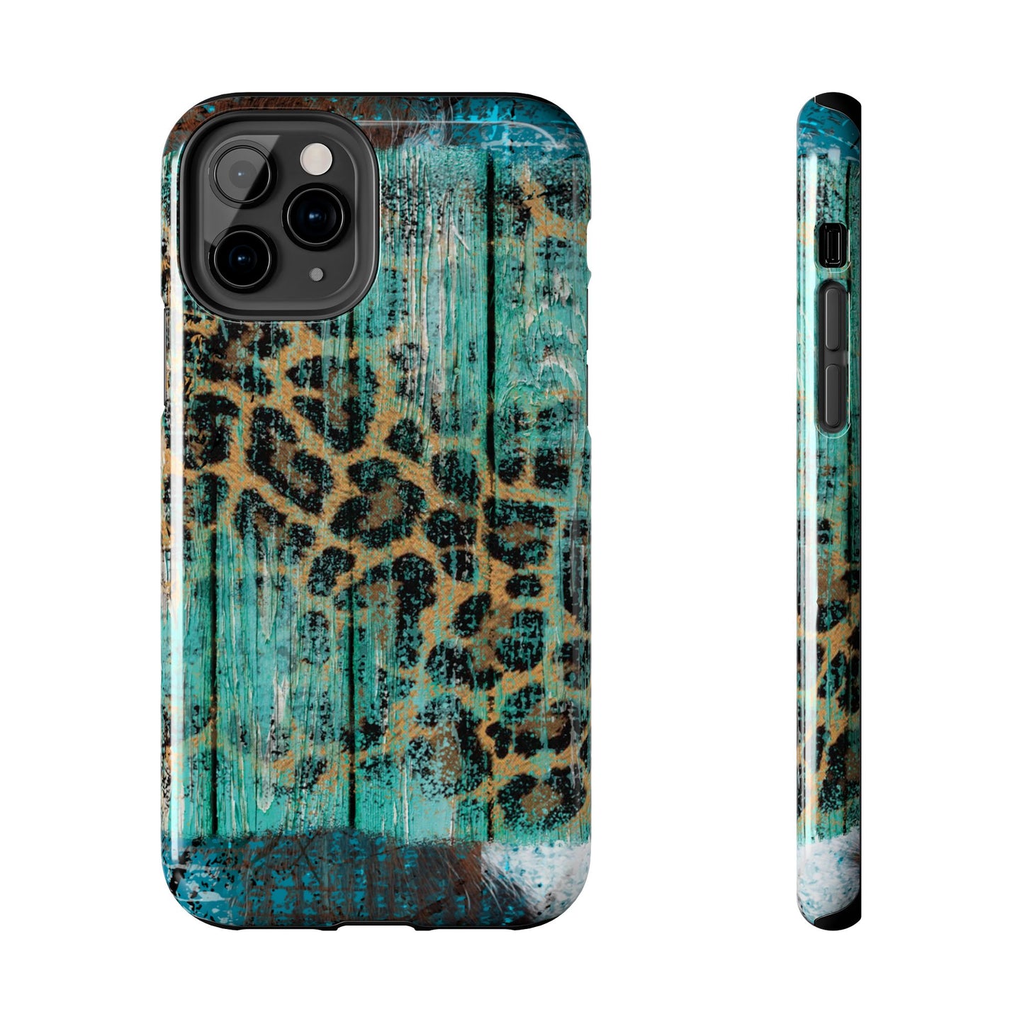 Turquoise Rustic Leopard Wood - iPhone Series Case