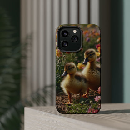 Charming Ducklings in Floral Garden - MagSafe iPhone Case