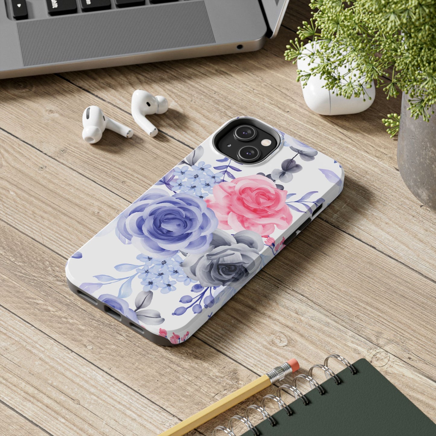 Elegant Blue Floral Watercolor Design – iPhone Case