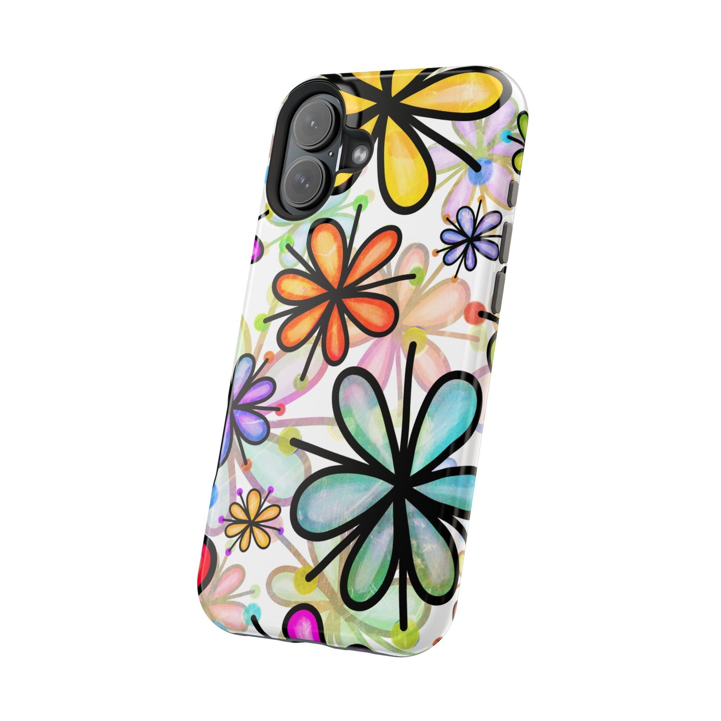 Retro Floral Pop MagSafe iPhone Case – Ultra-Slim Design, High-Gloss Finish