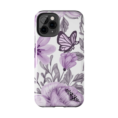 Lavender Bloom Butterfly iPhone Case – Delicate Floral Design with Watercolor Details