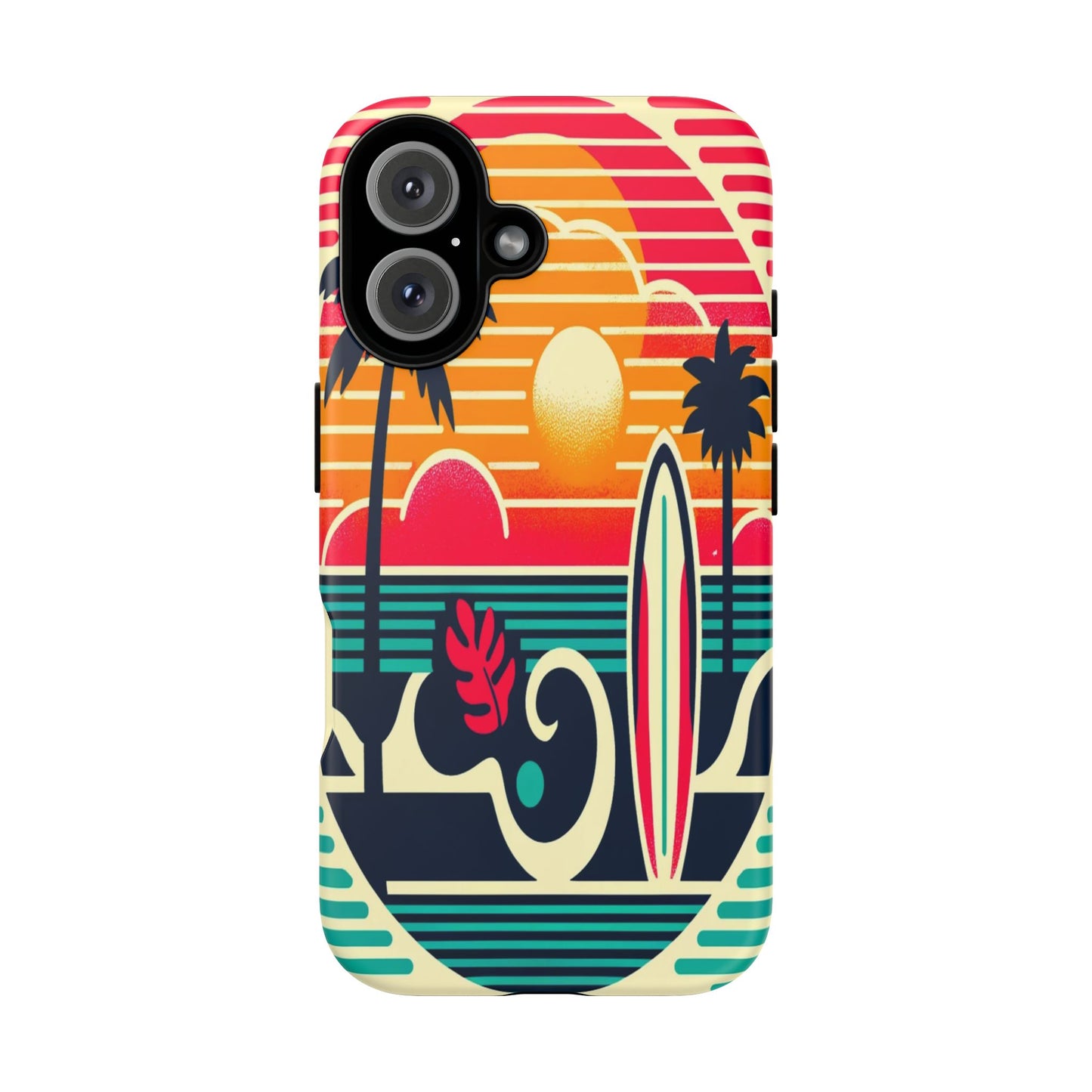 Retro Beach Vibes iPhone Case - Sunset Surfing Protective Cover