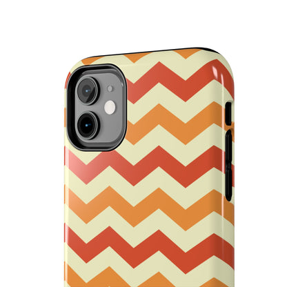 Warm Sunset Chevron – Orange, Red & Cream Geometric iPhone Case