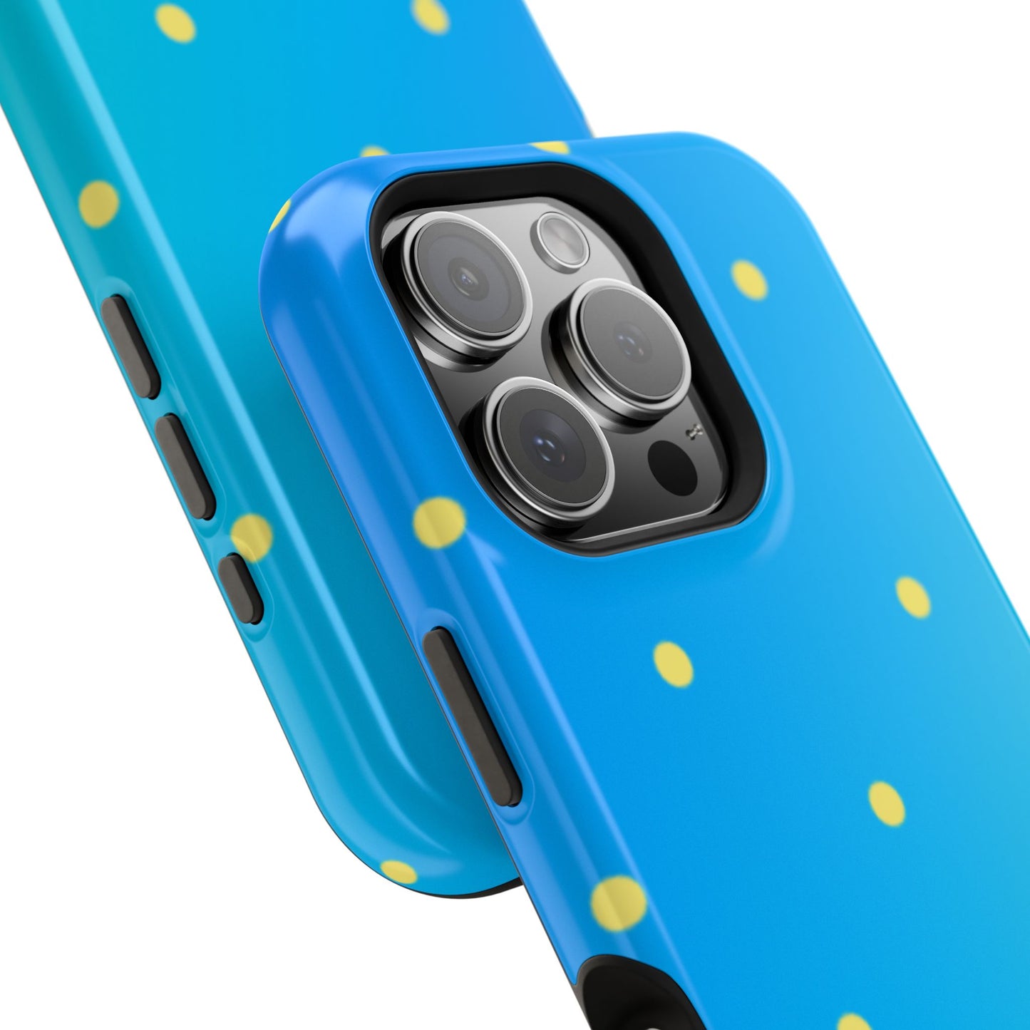 Blue Ocean Gradient Polka Dots MagSafe iPhone Case – Shockproof, Smooth Matte Finish, Dual-Layer Design