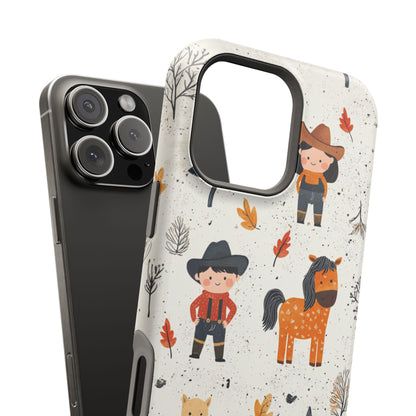 Cowboy Adventures Tough MagSafe iPhone Case – Cute Western Theme, Dual-Layer Protection