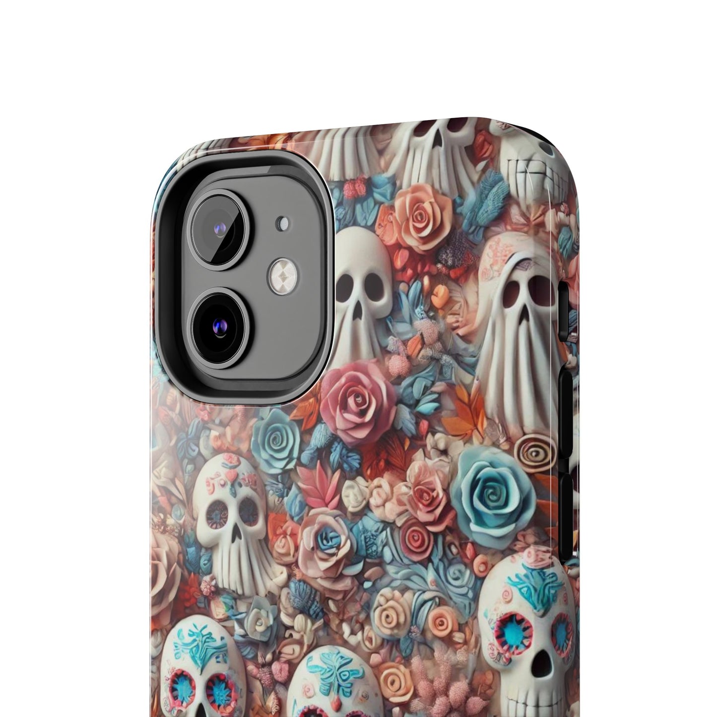 Day of the Dead Floral Skull iPhone Case - Colorful Protective Cover - Halloween Spooky Autumn Case